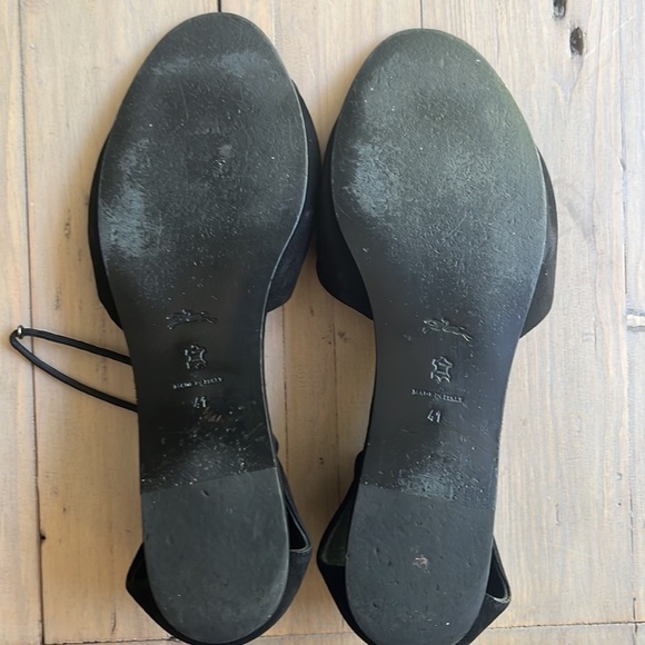 🆕 Longchamp Drawcord Leather and Suede Sandal in Black. Size 41 - Picture 6 of 7